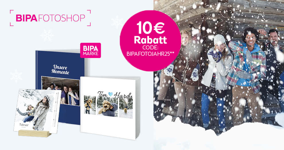 Jahrbuch mit den schönsten Fotos aus 2025 gestalten und 10 € Rabatt im BIPA Fotoshop mit dem Code BIPAFOTOJAHR25 sichern.