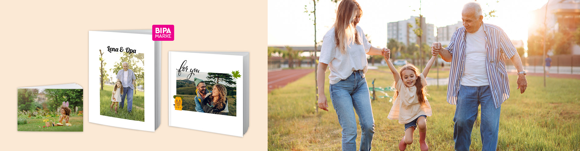 Fotobuch mit persönlichen Fotos aus Frühling und Alltag im BIPA Fotoshop gestalten – ideal als Geschenk für die Familie.